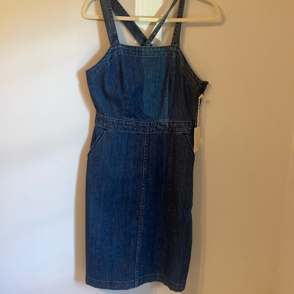 Denim Jean overall Dress with Pockets - Sz 6